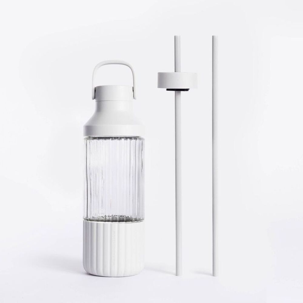 Beast Health -  Dual Cap Glass Hydration Bottle 25oz  White